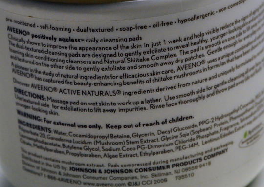 Aveeno Positively Ageless Daily Cleansing Pads