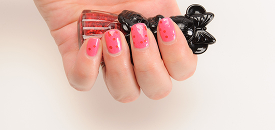 Anna Sui x Minnie Mouse Passion Red (400) over Neon Pink (300) Nail Color