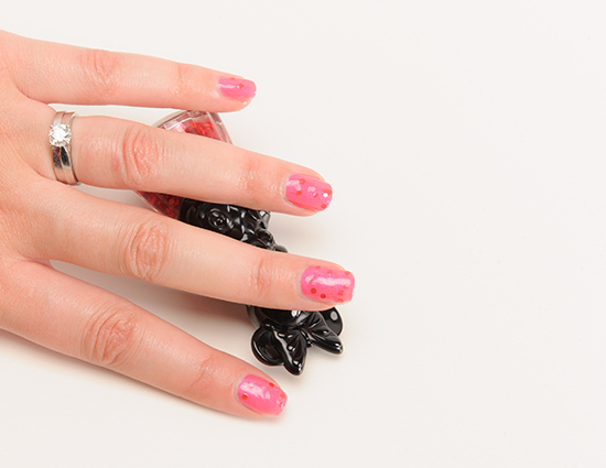 Anna Sui x Minnie Mouse Passion Red (400) over Neon Pink (300) Nail Color