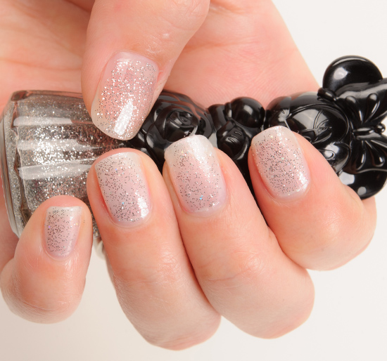 Anna Sui x Minnie Mouse Stardust Silver (001) over Snow White (002) Nail Color