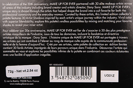 Make Up For Ever 30 Years 30 Colors 30 Artists Eyeshadow Palette