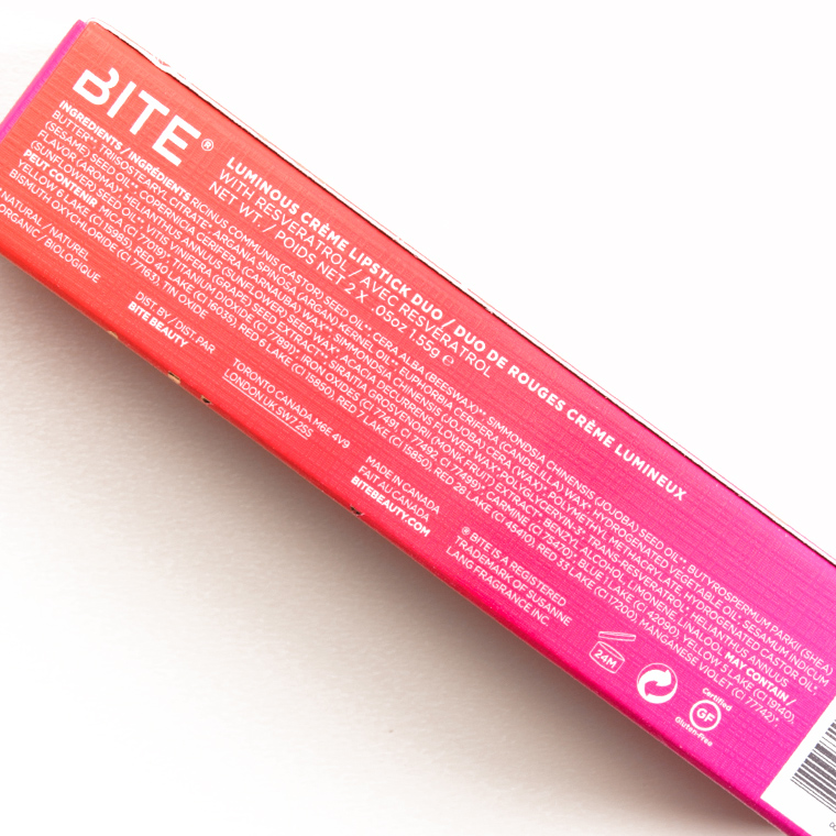 Bite Beauty Confection/Marmalade Luminous Creme Lipstick Duo