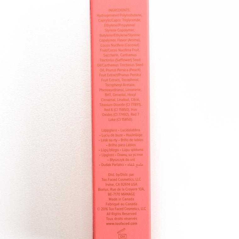 Too Faced Peach Tease Sweet Peach Creamy Peach Oil Lip Gloss