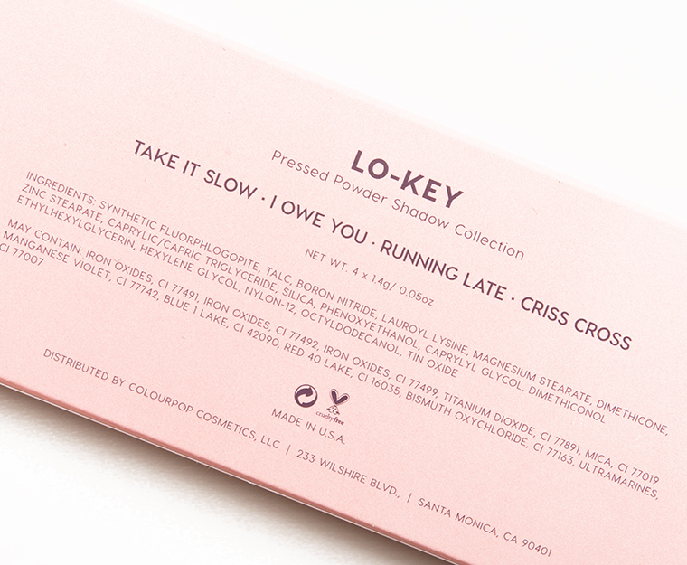 ColourPop Lo-Key 4-Pan Pressed Powder Shadow Palette