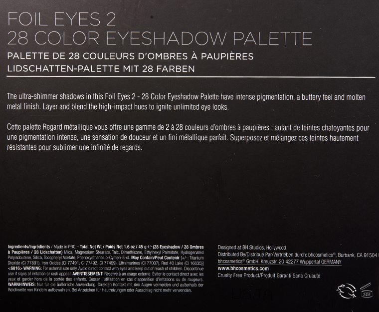 BH Cosmetics Foil Eyes 2 28 Color Eyeshadow Palette