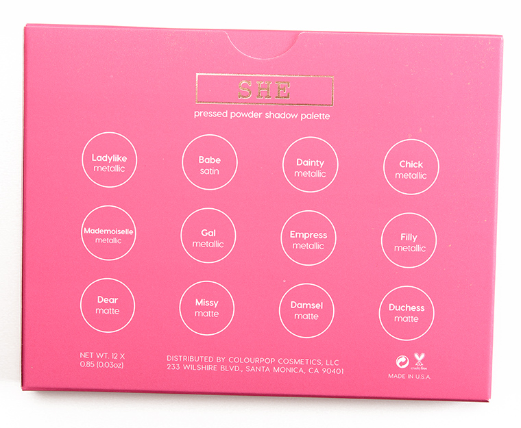 ColourPop She 12-Pan Pressed Powder Shadow Palette