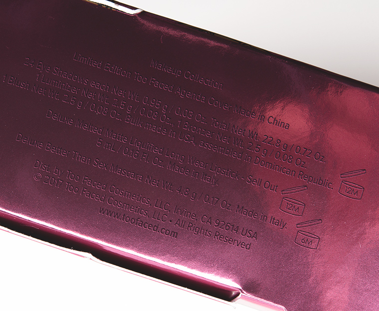 Too Faced Boss Lady Beauty Agenda Holiday 2017 Palette