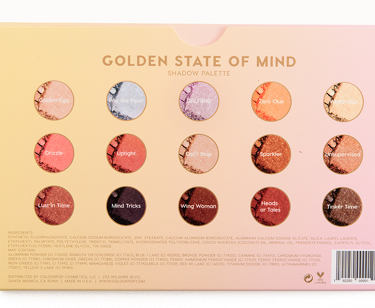 ColourPop Golden State of Mind 15-Pan Shadow Palette