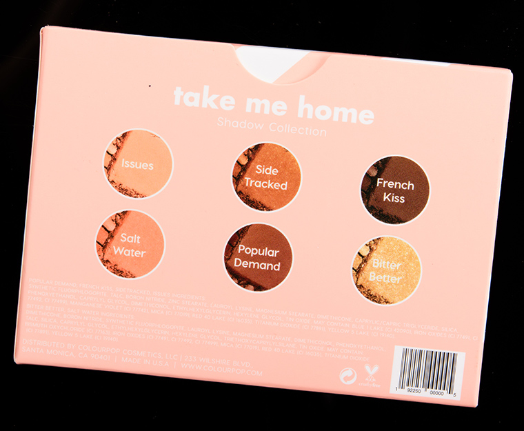 ColourPop Take Me Home 6-Pan Pressed Powder Shadow Palette