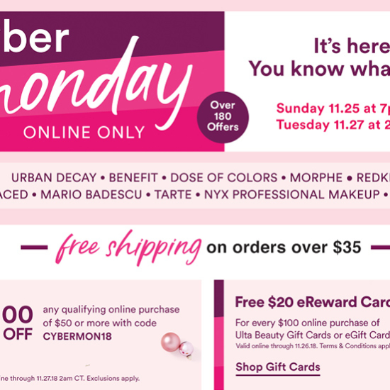 Ulta Cyber Monday 2018 | <a href="https://shop-links.co/1656959522816833033">Shop Now</a>
