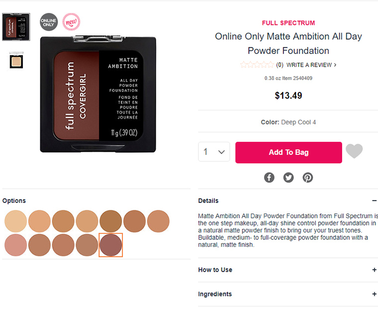 Full Spectrum Matte Ambition Powder Foundation