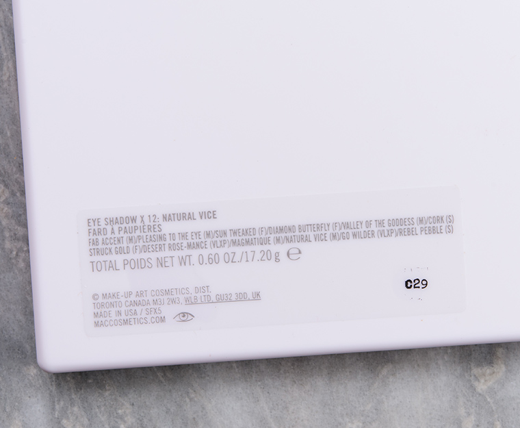 MAC Natural Vice Eyeshadow x 12 Palette