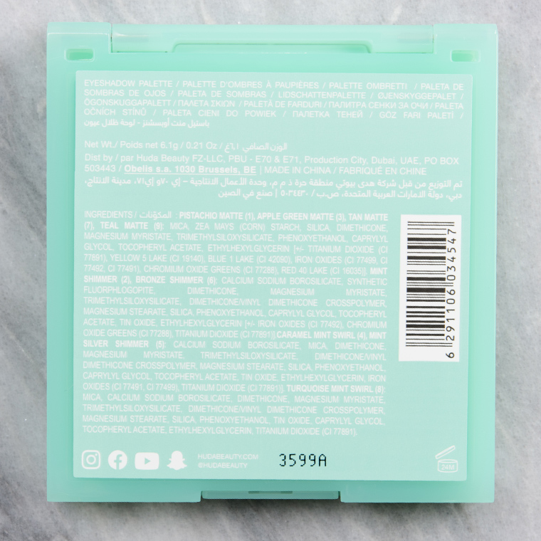 Huda Beauty Mint Pastel Obsessions Palette