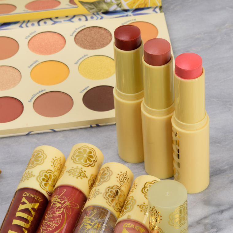 Color swatches from the ColourPop Limoncello collection