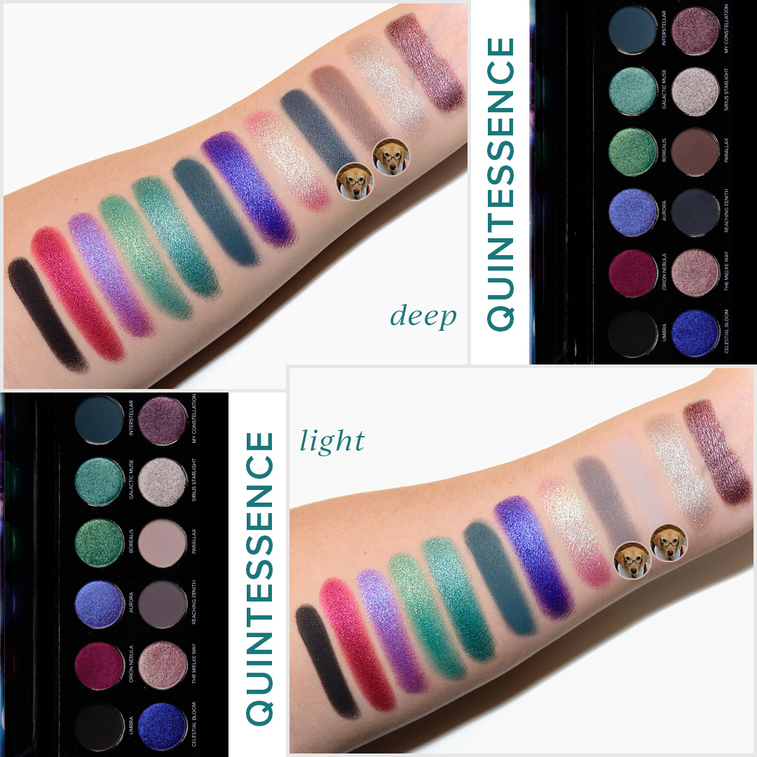 Quintessence Palettes swatched on light skin (Fenty 180)