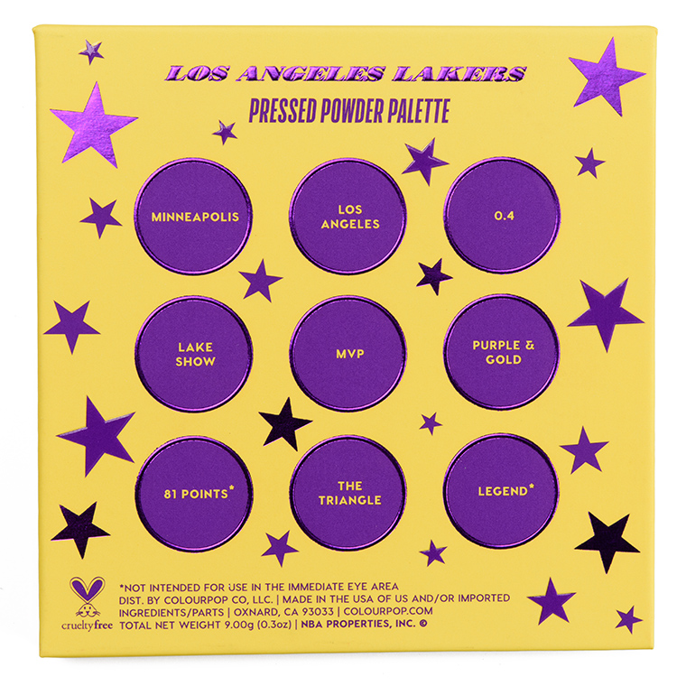 ColourPop Los Angeles Lakers 9-Pan Pressed Powder Palette