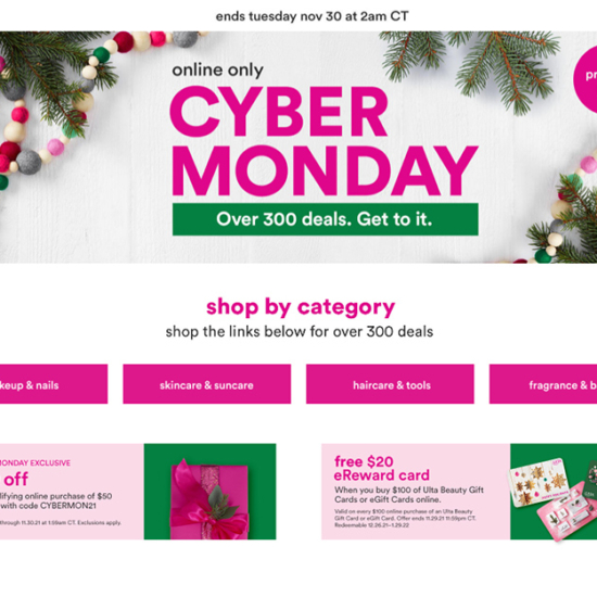 Holiday 2021 Ulta Cyber Monday
