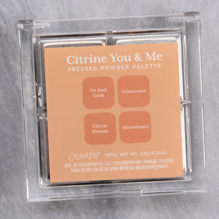 ColourPop Citrine You and Me Pressed Powder Shadow Quad