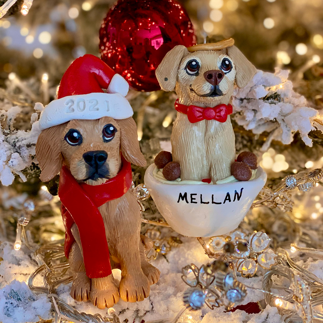 Custom ornaments for Winnie and Mellan for Christmas