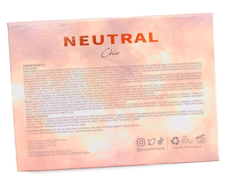 Coloured Raine Neutral Chic 6-Pan Eyeshadow Palette