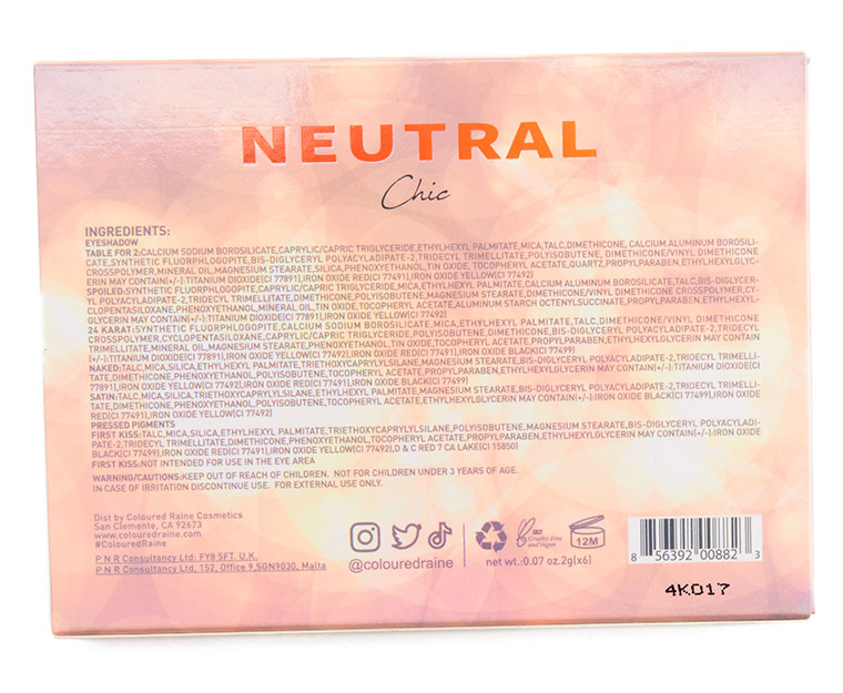 Coloured Raine Neutral Chic 6-Pan Eyeshadow Palette