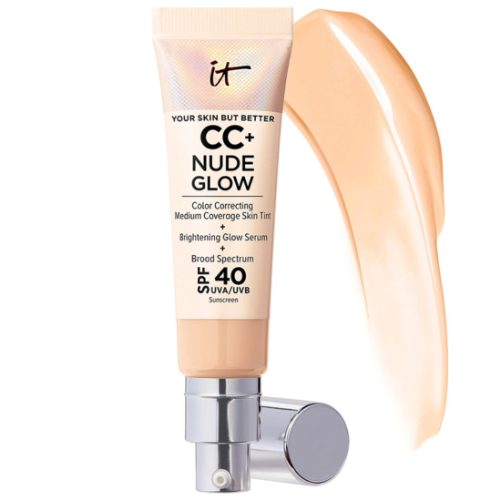 IT Cosmetics CC+ Nude Glow Lightweight Foundation + Glow Serum with SPF 40 and Niacinamide Light Medium
