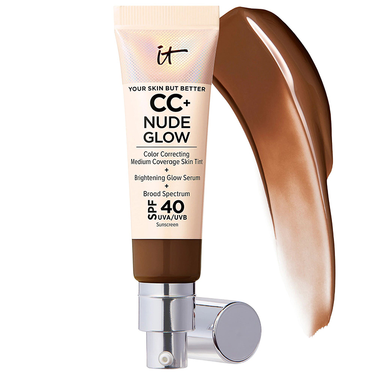 IT Cosmetics Neutral Deep CC+ Nude Glow Lightweight Foundation + Glow Serum with SPF 40 and Niacinamide