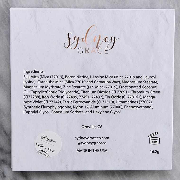 Sydney Grace California Coast (Light) 9-Pan Eyeshadow Palette
