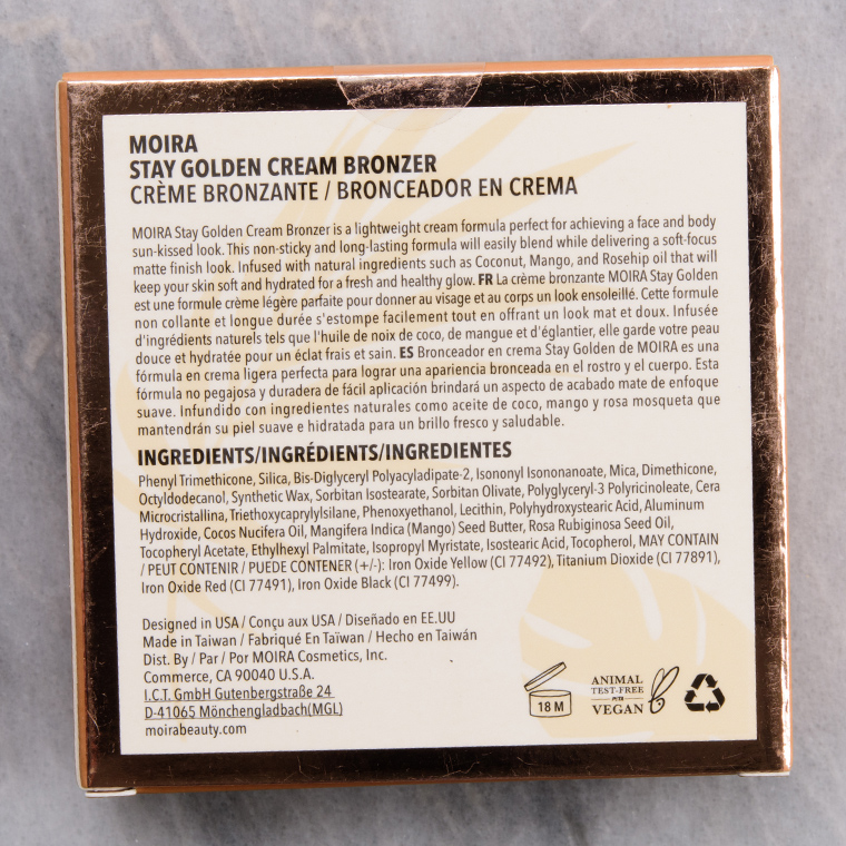 Moira Medium Stay Golden Cream Bronzer
