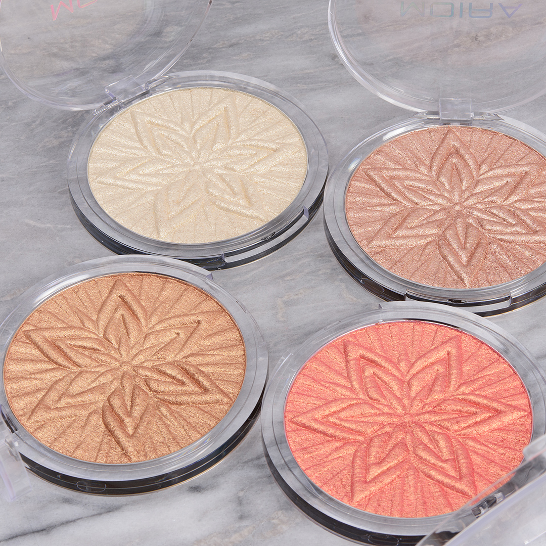 Moira Sun Glow Face & Body Bronzers & Highlighters Swatches (x8)