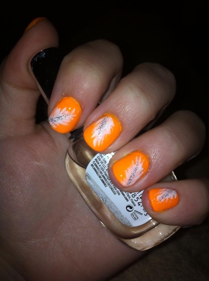 Orange Feather Nails