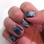 Black Polish & White Lace Nails