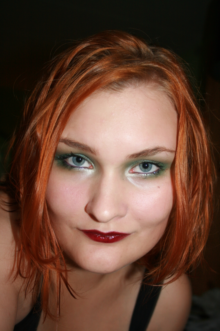 Dark Green Eyes and Berry Lips