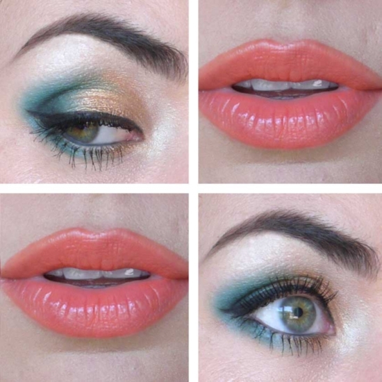 Gold+teal Eyeshadow Look