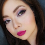 Lilac Eyes and Bold Pink Lips