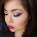 Lilac Eyes and Bold Pink Lips