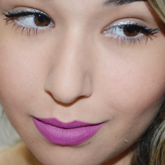 Glitter Silver and Purple Lipstick
