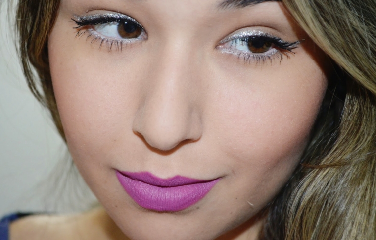 Glitter Silver and Purple Lipstick