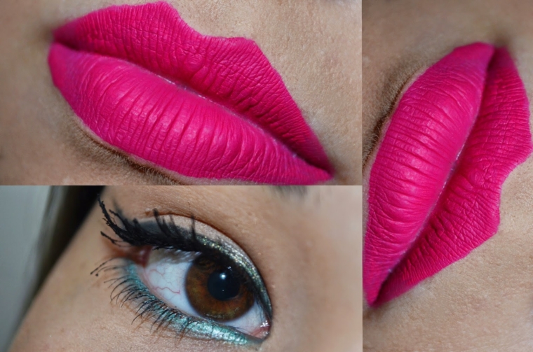 Green Makeup and Lipstick Pink