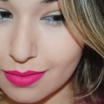 Green Makeup and Lipstick Pink