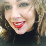 Glossy red lips
