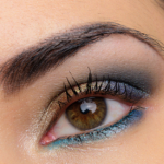Champagne, Tarnished Gold, & Blue Glitter Eyes with Urban Decay Moondusts