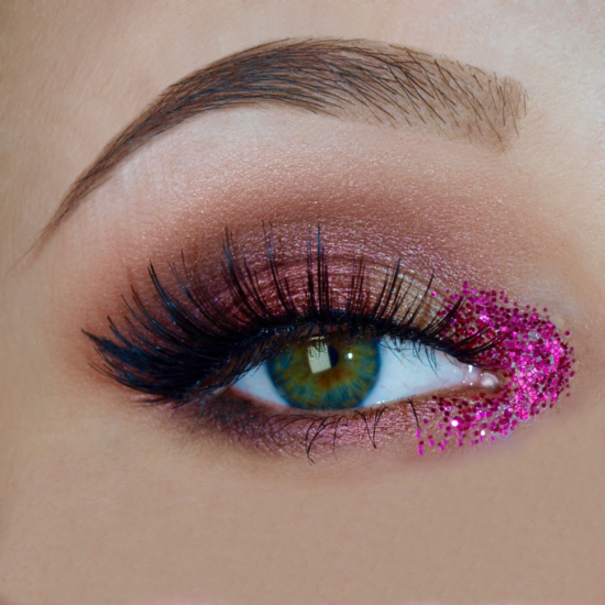 Pink Glittery Eye Look