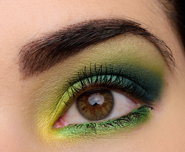 A Vibrant Chartreuse, Teal, & Blue Eye with Make Up For Ever Artist