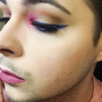 Blue eye shadow cat-eye